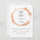 Elegant Peach Sparkle Wedding Script Calligraphy Save The Date (Vorderseite)
