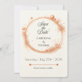 Elegant Peach Sparkle Wedding Script Calligraphy Save The Date