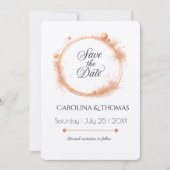 Elegant Peach Sparkle Wedding Script Calligraphy Save The Date (Vorderseite)