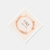 Elegant Peach Sparkle Wedding Script Calligraphy Serviette (Ecke)