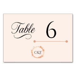 Elegant Peach Sparkle Wedding Script Calligraphy Tischnummer