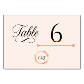 Elegant Peach Sparkle Wedding Script Calligraphy Tischnummer (Vorderseite)