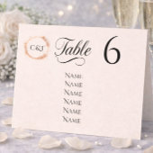 Elegant Peach Sparkle Wedding Script Calligraphy Tischnummer