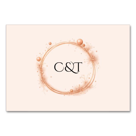 Elegant Peach Sparkle Wedding Script Calligraphy Tischnummer (Rückseite)