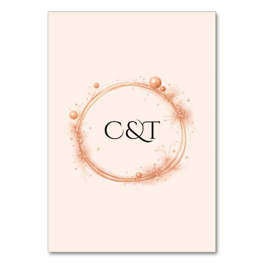 Elegant Peach Sparkle Wedding Script Calligraphy Tischnummer (Rückseite)