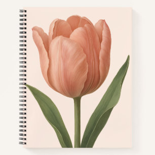 Elegant Peach Tulip Botanische Illustration Notizblock