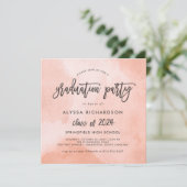 Elegant Peach Watercolor 2024 Grad Party | FOTO Einladung (Stehend Vorderseite)