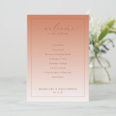 Elegant Peach Wedding Ceremony Program Programm (Stehend Vorderseite)