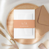 Elegant Peach Wedding Monogram Simple Einladungsbanderole