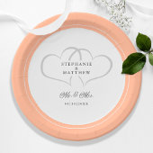 Elegant Peach Wedding Mr. & Mrs. Names Date Hearts Pappteller