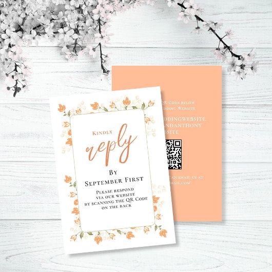 Elegant Peach Wedding RSVP Custom
