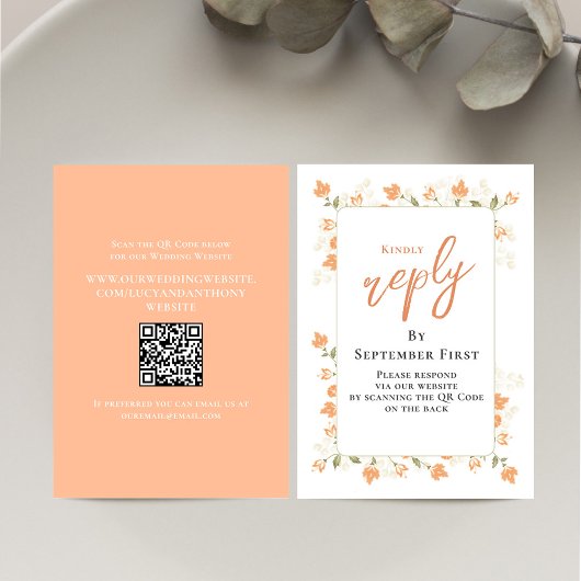 Elegant Peach Wedding RSVP Custom