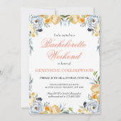 Elegant PeachFloral Bachelorette Wochenende Ausflu Einladung (Vorderseite)