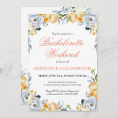 Elegant PeachFloral Bachelorette Wochenende Ausflu Einladung (Vorne/Hinten)