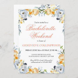 Elegant PeachFloral Bachelorette Wochenende Ausflu Einladung
