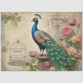 Elegant Peacock Birdcage Floral Ephemera Decoupage Seidenpapier (Vorderseite)