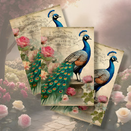 Elegant Peacock Birdcage Floral Ephemera Decoupage Seidenpapier
