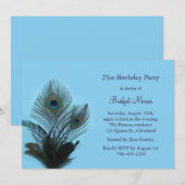 Elegant Peacock Einladung zum 21. Geburtstag (Vorne/Hinten)