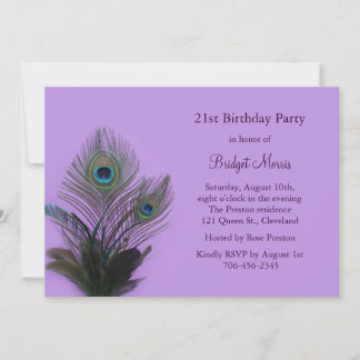 Elegant Peacock Einladung zum 21. Geburtstag