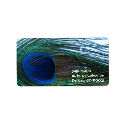 Elegant Peacock Feather Adressaufkleber (Vorne)