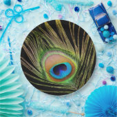Elegant Peacock Feather Black Pappteller (Party)