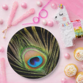 Elegant Peacock Feather Black Pappteller (Party)