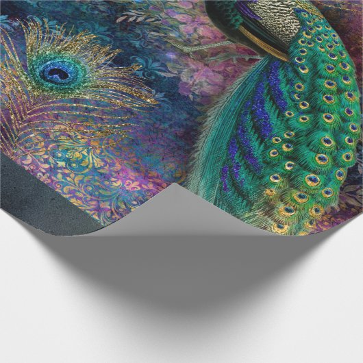 Elegant Peacock Feather Glitzer Moody Decoupage Wr Geschenkpapier (Ecke)