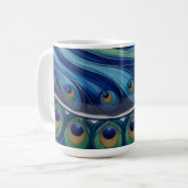 Elegant Peacock Feather Mandala Kaffeetasse (Vorderseite Links)