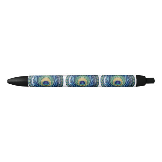 Elegant Peacock Feather Mandala Kugelschreiber (Vorderseite)