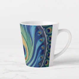 Elegant Peacock Feather Mandala Milchtasse