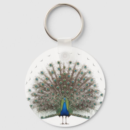 Elegant Peacock Feather Mandala Schlüsselanhänger (Rückseite)