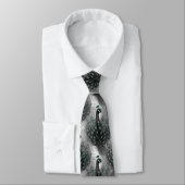 Elegant Peacock Feather Teal Eyes Pattern Krawatte (Gebunden)