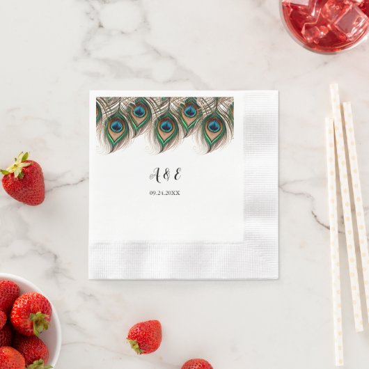 Elegant Peacock Feather Wedding Napkins Serviette (Beispiel)