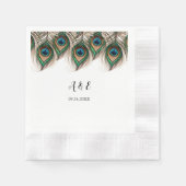 Elegant Peacock Feather Wedding Napkins Serviette (Vorderseite)