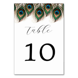 Elegant Peacock Feather Wedding Tischnummer