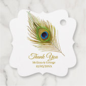 Elegant Peacock Feather Wedding Vielen Dank Geschenkanhänger (Rückseite)