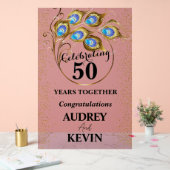 Elegant Peacock Feathers 50 Jahre alt Acrylschild (Hochzeit)