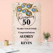 Elegant Peacock Feathers 50 Jahre alt Acrylschild (Hochzeit)