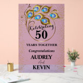 Elegant Peacock Feathers 50 Jahre alt Acrylschild (Hochzeit)