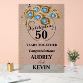 Elegant Peacock Feathers 50 Jahre alt Acrylschild (Hochzeit)