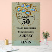 Elegant Peacock Feathers 50 Jahre alt Acrylschild (Hochzeit)