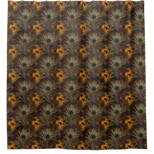 Elegant Peacock Feathers Aquamarin Chic Stylish Duschvorhang (Vorderseite)