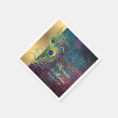 Elegant Peacock Feathers Jewel Scrolls Wedding Serviette (Ecke)