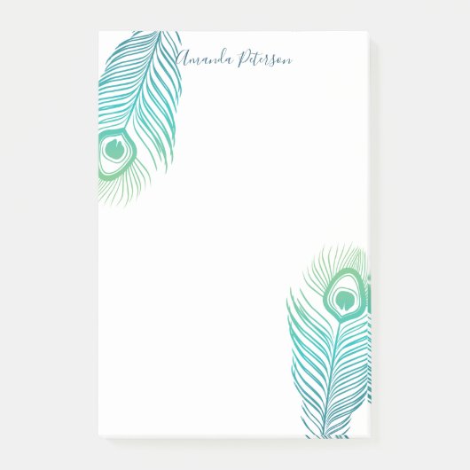 Elegant Peacock Feathers Post-it Notes Klebezettel (Vorderseite)