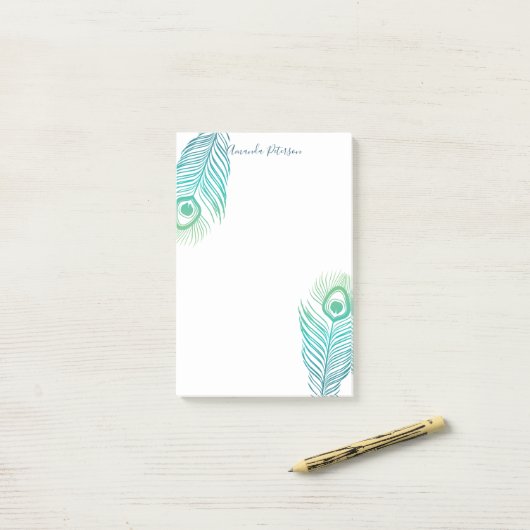 Elegant Peacock Feathers Post-it Notes Post-it Klebezettel (Auf Schreibtisch)