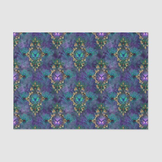 Elegant Peacock Feathers Seidenpapier (Vorderseite)