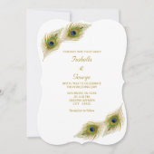 Elegant Peacock Feathers Wedding Einladung (Vorderseite)