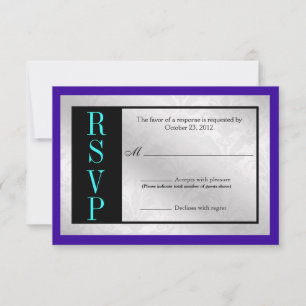 Elegant Peacock Floral Damask Swirl Wedding RSVP Karte