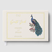 Elegant Peacock Foto Wedding Guest Book Gästebuch (Vorderseite)