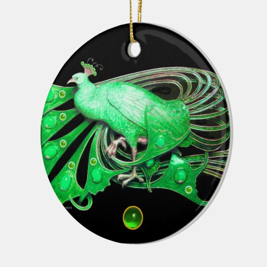 ELEGANT PEACOCK IN GREEN EMERALD KERAMIKORNAMENT (Links)